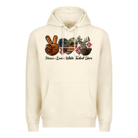Sandshell Peace Love White Tailed Deer Premium Hoodie - LillyAllenDesigns
