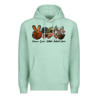 Seafoam Peace Love White Tailed Deer Premium Hoodie - LillyAllenDesigns