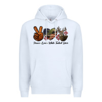 White Peace Love White Tailed Deer Premium Hoodie - LillyAllenDesigns