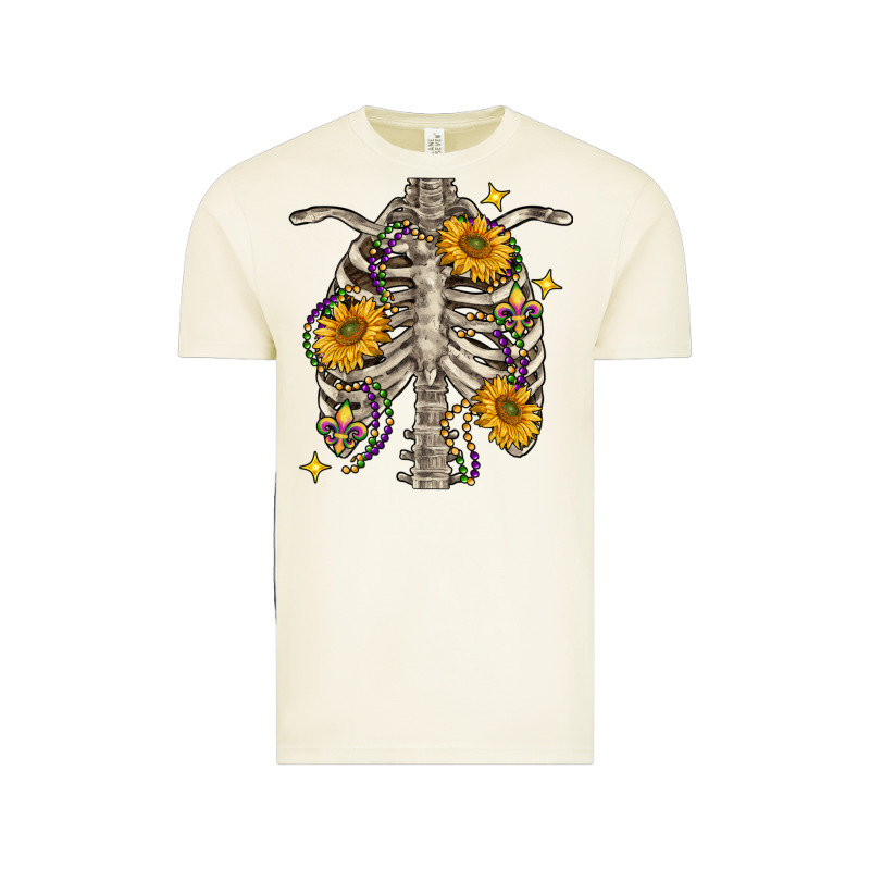 Mardi Gras Chest Sunflowers Skeleton Vintage Tee by FaDigitalArtStudio | Teevron