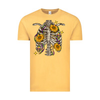 Vintage Mustard Mardi Gras chest sunflowers skeleton Vintage Tee - FaDigitalArtStudio
