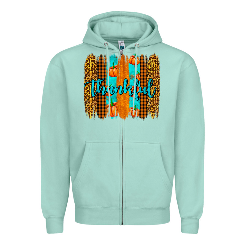 Thankful Brushstrokes Zipper Hoodie by AdoDesignShop | Teevron