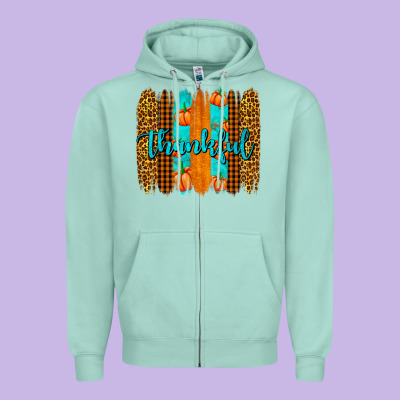 Thankful Brushstrokes Zipper Hoodie Designed By Adodesignshop