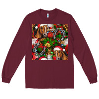 Burgundy christmas horse leopard Long Sleeve Tee - FaDigitalArtStudio