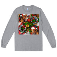 Heather Grey christmas horse leopard Long Sleeve Tee - FaDigitalArtStudio
