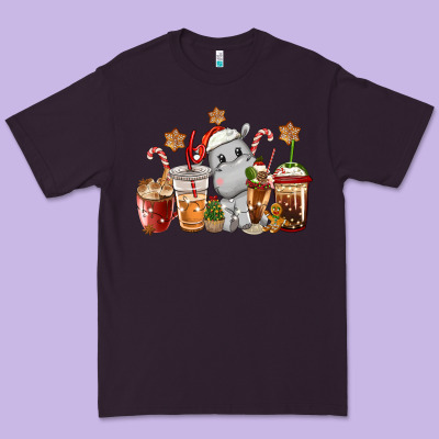 Hippopotamus Coffee Cups Christmas Premium Tee Designed By Cowgirlartshop