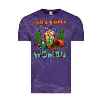 Cloud Purple I Am A Simple Woman Camping Frappe Vintage Tee - FaDigitalArtStudio