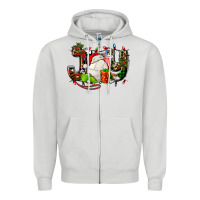 Dove Grey joy with volleyball and santa's hat Zipper Hoodie - AdoDesignShop