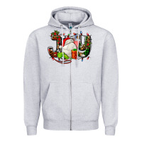 Heather Grey joy with volleyball and santa's hat Zipper Hoodie - AdoDesignShop