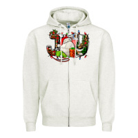 Oatmeal Heather joy with volleyball and santa's hat Zipper Hoodie - AdoDesignShop