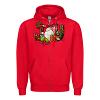 Red joy with volleyball and santa's hat Zipper Hoodie - AdoDesignShop
