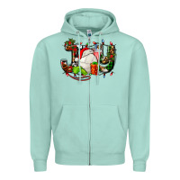 Seafoam joy with volleyball and santa's hat Zipper Hoodie - AdoDesignShop