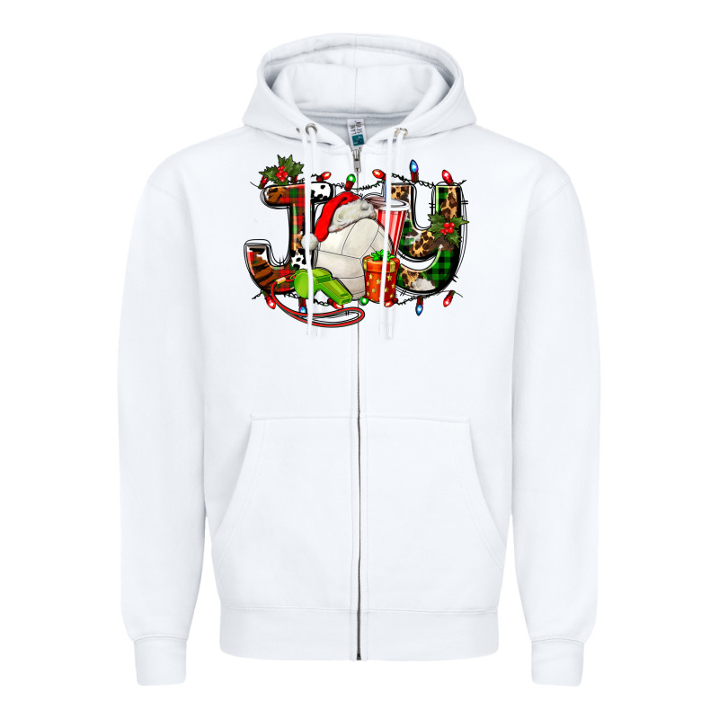 Joy With Volleyball And Santa's Hat Zipper Hoodie by AdoDesignShop | Teevron