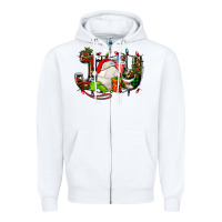 White joy with volleyball and santa's hat Zipper Hoodie - AdoDesignShop