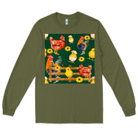 Army Green farm life seamless pattern Long Sleeve Tee - FaDigitalArtStudio
