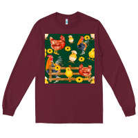 Burgundy farm life seamless pattern Long Sleeve Tee - FaDigitalArtStudio