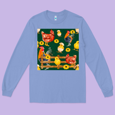 Farm Life Seamless Pattern Long Sleeve Tee Designed By Fadigitalartstudio
