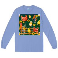 Colony Blue farm life seamless pattern Long Sleeve Tee - FaDigitalArtStudio
