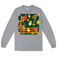 Heather Grey farm life seamless pattern Long Sleeve Tee - FaDigitalArtStudio