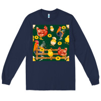 Navy farm life seamless pattern Long Sleeve Tee - FaDigitalArtStudio