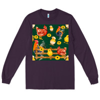 Plum farm life seamless pattern Long Sleeve Tee - FaDigitalArtStudio