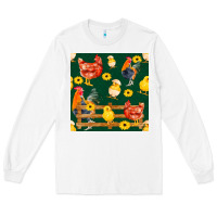 White farm life seamless pattern Long Sleeve Tee - FaDigitalArtStudio