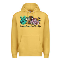 Antique Gold Peace Love Landrace Pig Premium Hoodie - LillyAllenDesigns