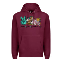 Burgundy Peace Love Landrace Pig Premium Hoodie - LillyAllenDesigns