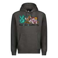 Charcoal Heather Peace Love Landrace Pig Premium Hoodie - LillyAllenDesigns