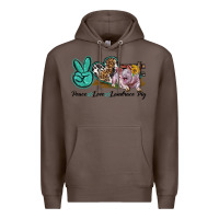 Coffee Peace Love Landrace Pig Premium Hoodie - LillyAllenDesigns
