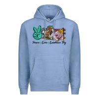 Colony Blue Peace Love Landrace Pig Premium Hoodie - LillyAllenDesigns