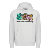 Dove Grey Peace Love Landrace Pig Premium Hoodie - LillyAllenDesigns