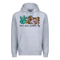 Heather Grey Peace Love Landrace Pig Premium Hoodie - LillyAllenDesigns