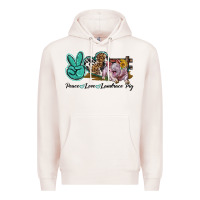 Pale Pink Peace Love Landrace Pig Premium Hoodie - LillyAllenDesigns