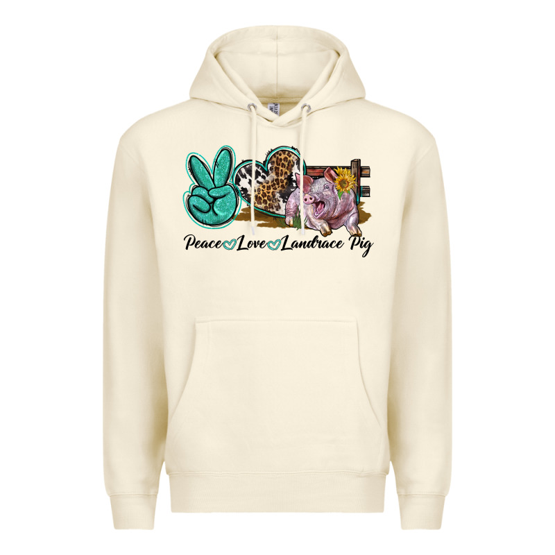 Peace Love Landrace Pig Premium Hoodie by LillyAllenDesigns | Teevron