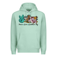 Seafoam Peace Love Landrace Pig Premium Hoodie - LillyAllenDesigns
