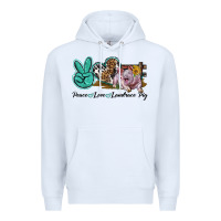 White Peace Love Landrace Pig Premium Hoodie - LillyAllenDesigns