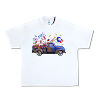 White Western Truck Fourth Of July Urban Heavy Tee - FaDigitalArtStudio