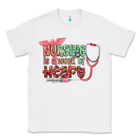 White Nursing is a work of heart Classic Tee - CowGirlArtShop