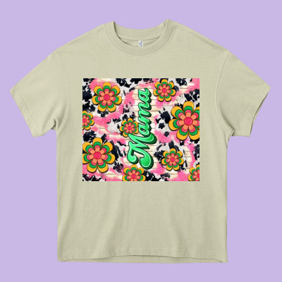 Mama With Hippie Daisies Heavy Core Tee Designed By Tumblerdesignbyshophia