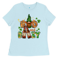 Baby Blue St. Patrick's Bad and boozy with gnome Ladies Tee - HowdyJamesFarm