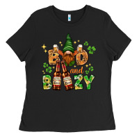 Black St. Patrick's Bad and boozy with gnome Ladies Tee - HowdyJamesFarm