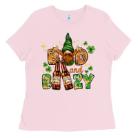 Bubblegum Pink St. Patrick's Bad and boozy with gnome Ladies Tee - HowdyJamesFarm