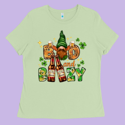 St. Patrick's Bad And Boozy With Gnome Ladies Tee Designed By Howdyjamesfarm