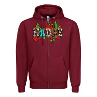 Burgundy madre with roses and cactus Zipper Hoodie - AdoDesignShop