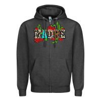Charcoal Heather madre with roses and cactus Zipper Hoodie - AdoDesignShop