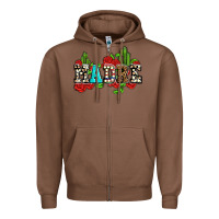 Chestnut madre with roses and cactus Zipper Hoodie - AdoDesignShop