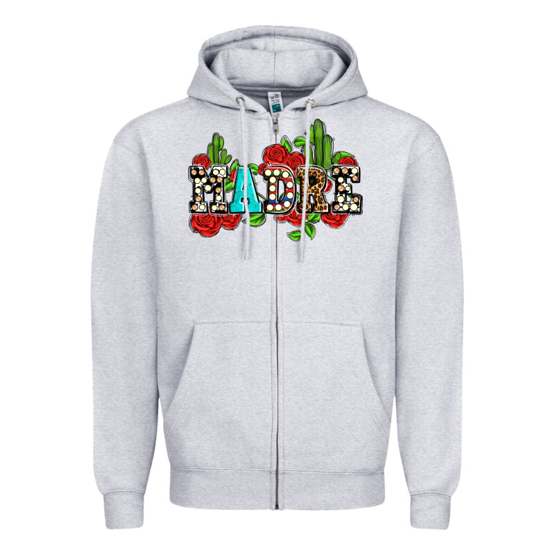 Madre With Roses And Cactus Zipper Hoodie by AdoDesignShop | Teevron