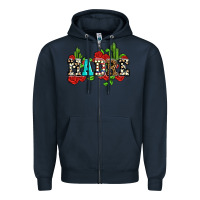 Navy madre with roses and cactus Zipper Hoodie - AdoDesignShop