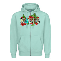 Seafoam madre with roses and cactus Zipper Hoodie - AdoDesignShop
